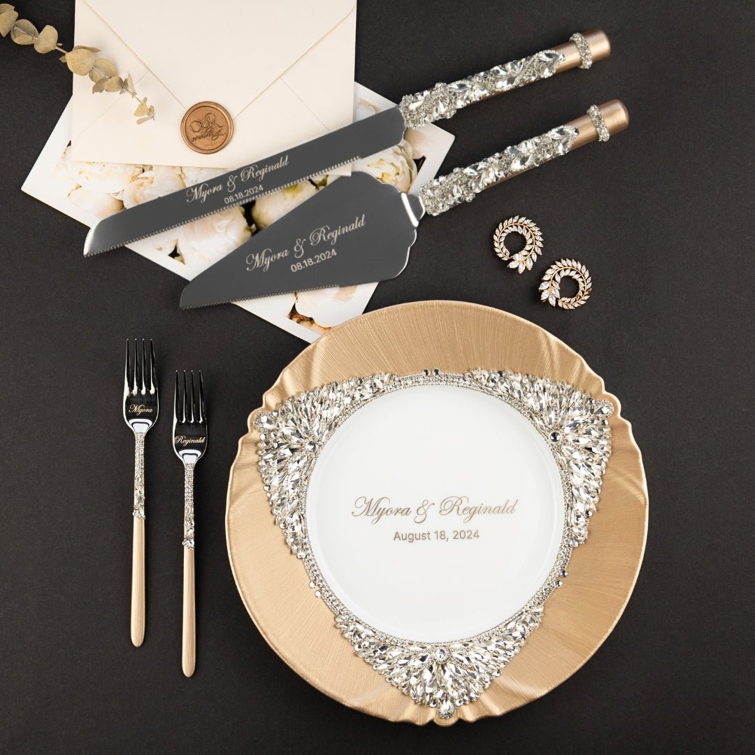 Ruta Set in Champagne with Brown Guest Book - ELENA HONCH