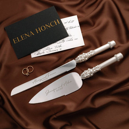 Shelly White Flutes &amp; Cake Server Set - ELENA HONCH