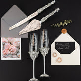 Unique Flutes Flower & Cake Set in Silver color - ELENA HONCH