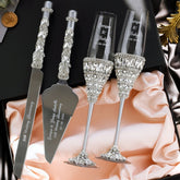 Unique Wedding Glasses Ivone & Cake Set in Silver - ELENA HONCH