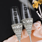 Unique Wedding Glasses Ivone & Cake Set in Silver - ELENA HONCH