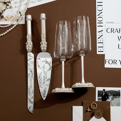 Violette Flutes &amp; Cake Set Ivory - ELENA HONCH