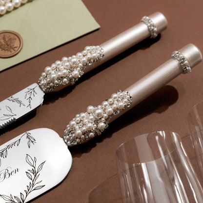 Violette Flutes &amp; Cake Set Ivory - ELENA HONCH