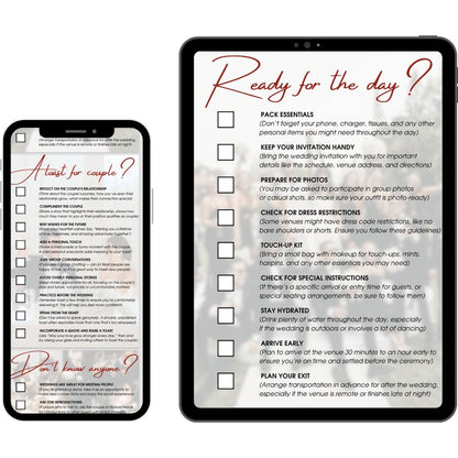 Wedding Checklists for Guests - ELENA HONCH