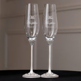 Wedding Flutes Avrora & Cake Cutting Set in White - ELENA HONCH