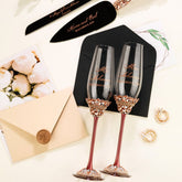 Wedding Flutes & Cake set Ivy in Burgundy - ELENA HONCH