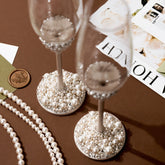 Wedding Flutes & Cake Set Lily Ivory With Pearls - ELENA HONCH