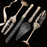 Wedding Flutes Ruta & Cake Set in Champagne color - ELENA HONCH
