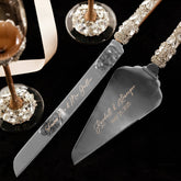 Wedding Flutes Ruta & Cake Set in Champagne color - ELENA HONCH