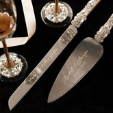 Wedding Flutes Ruta & Cake Set in Champagne color - ELENA HONCH