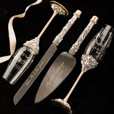 Wedding Flutes Ruta & Cake Set in Champagne color - ELENA HONCH