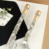 Wedding Flutes Ruta & Cake Set in Champagne color - ELENA HONCH