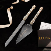 Wedding Flutes Ruta & Cake Set in Champagne color - ELENA HONCH