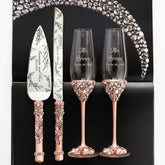 Wedding Flutes Ruta with Cake Set in Rose & Gold - ELENA HONCH