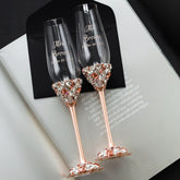 Wedding Flutes Ruta with Cake Set in Rose & Gold - ELENA HONCH