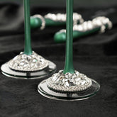 Wedding Flutes & Set for Cake in Emerald color - ELENA HONCH