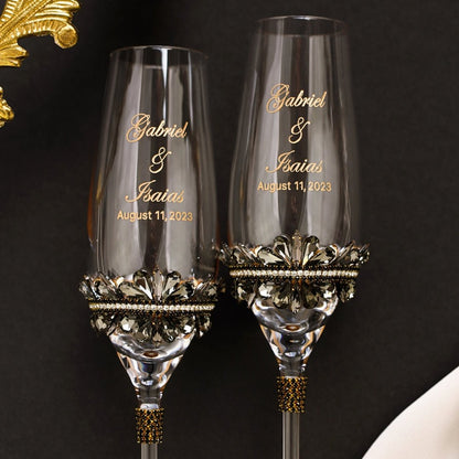 Wedding Glasses Black &amp; Gold - ELENA HONCH