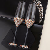 Wedding Glasses with Cake Set Blossom Black & Rose - ELENA HONCH