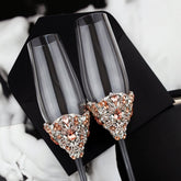 Wedding Glasses with Cake Set Blossom Black & Rose - ELENA HONCH