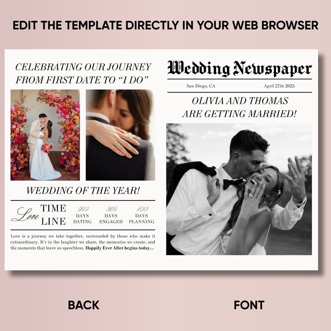 Wedding Newspaper Template - ELENA HONCH