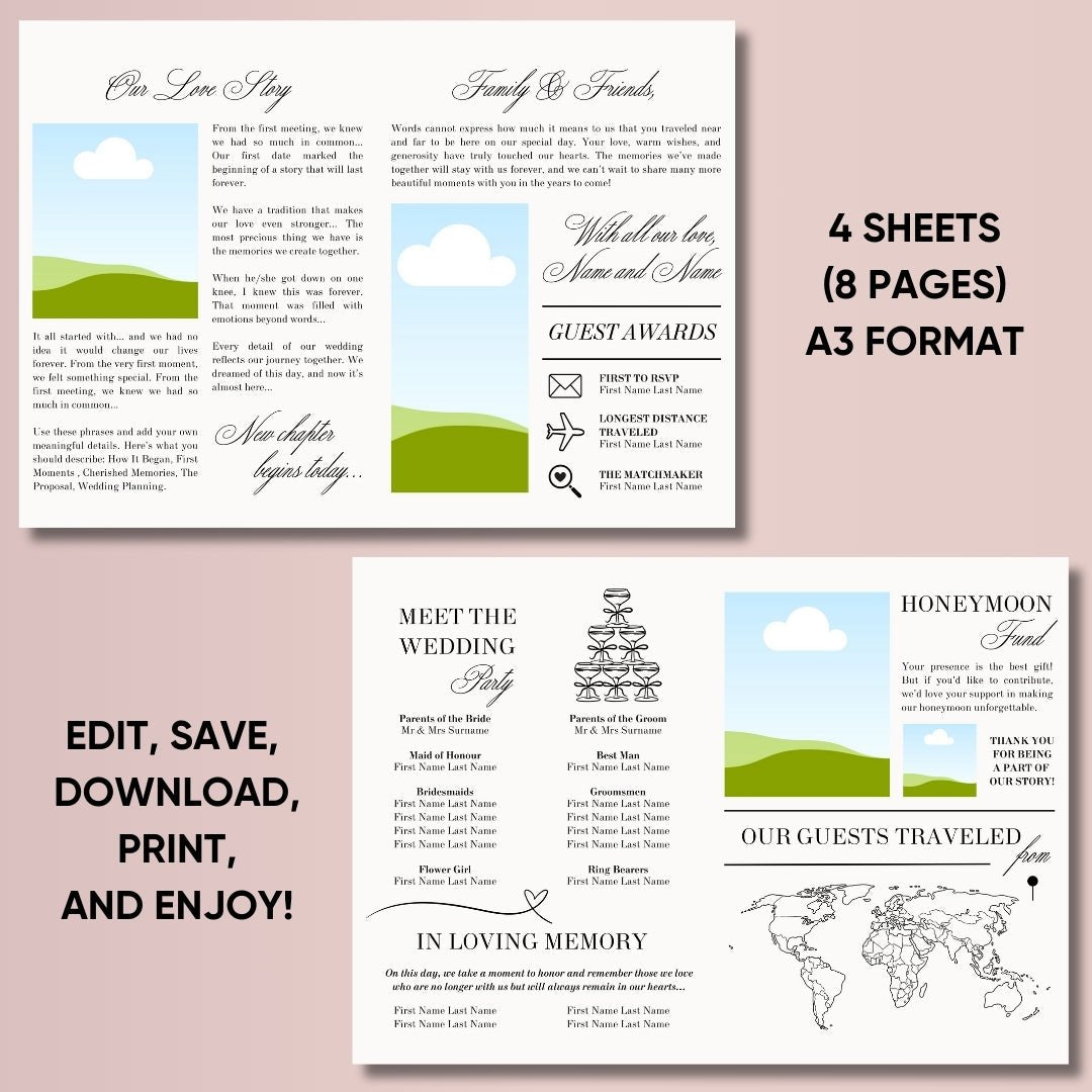 Wedding Newspaper Template - ELENA HONCH