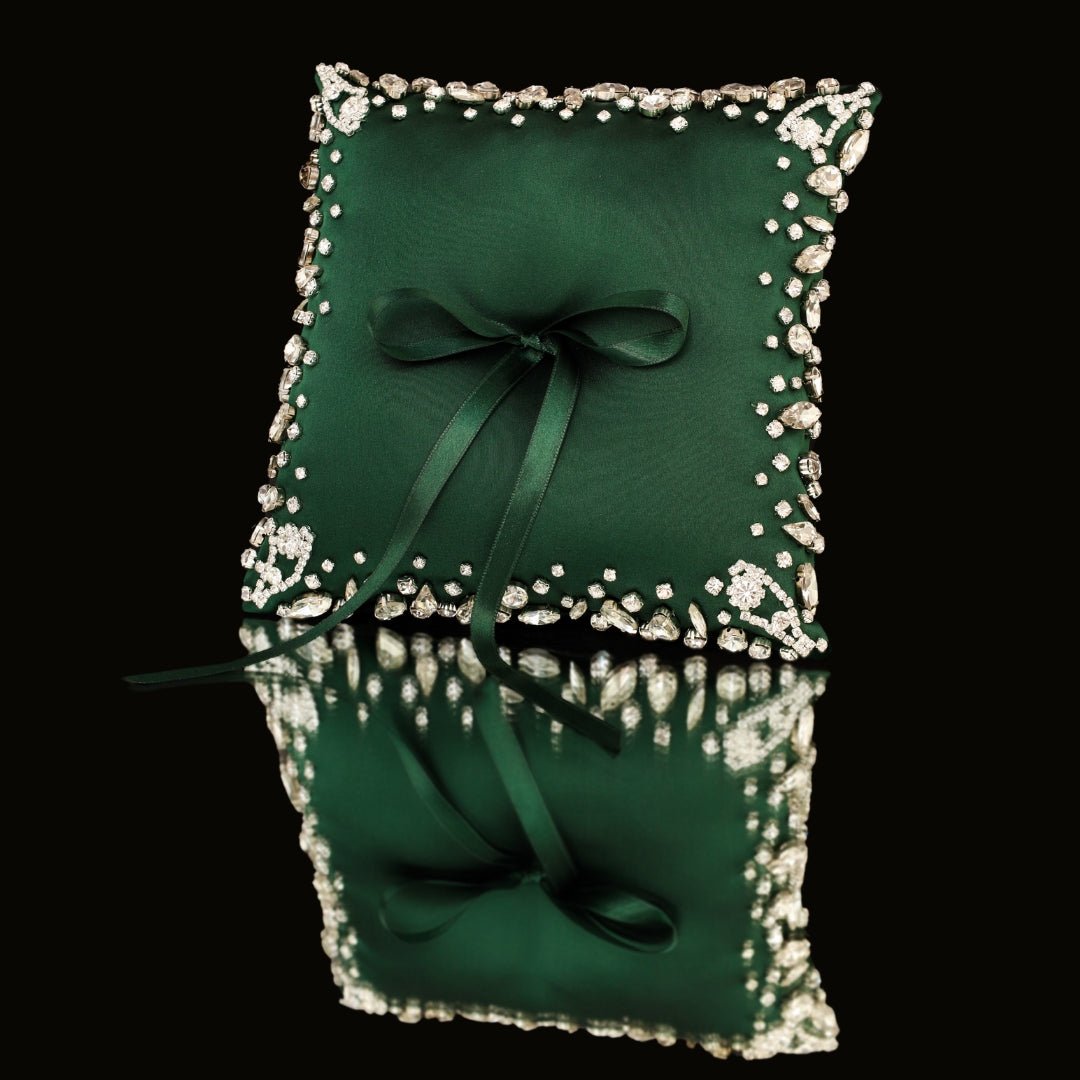 Wedding Pillow For Rings In Emerald - ELENA HONCH