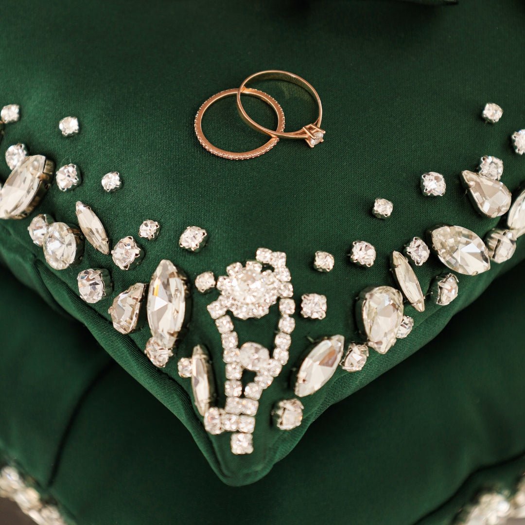 Wedding Pillow For Rings In Emerald - ELENA HONCH