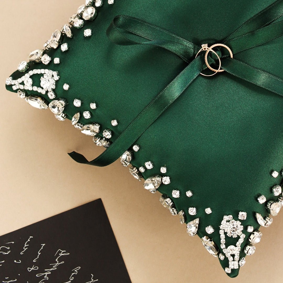 Wedding Pillow For Rings In Emerald - ELENA HONCH