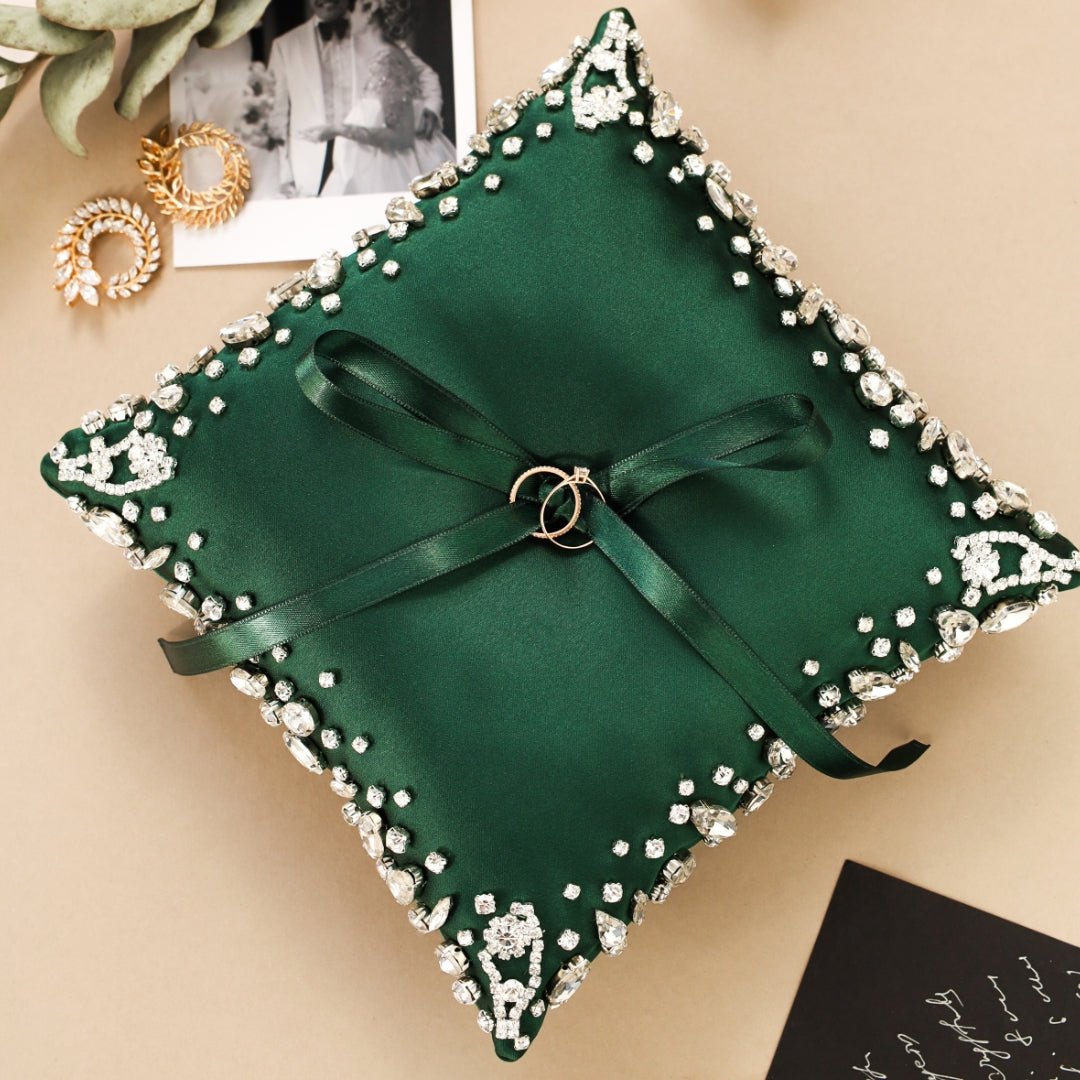 Couture Olive buy Green Silk Velvet Ring Bearer Pillow