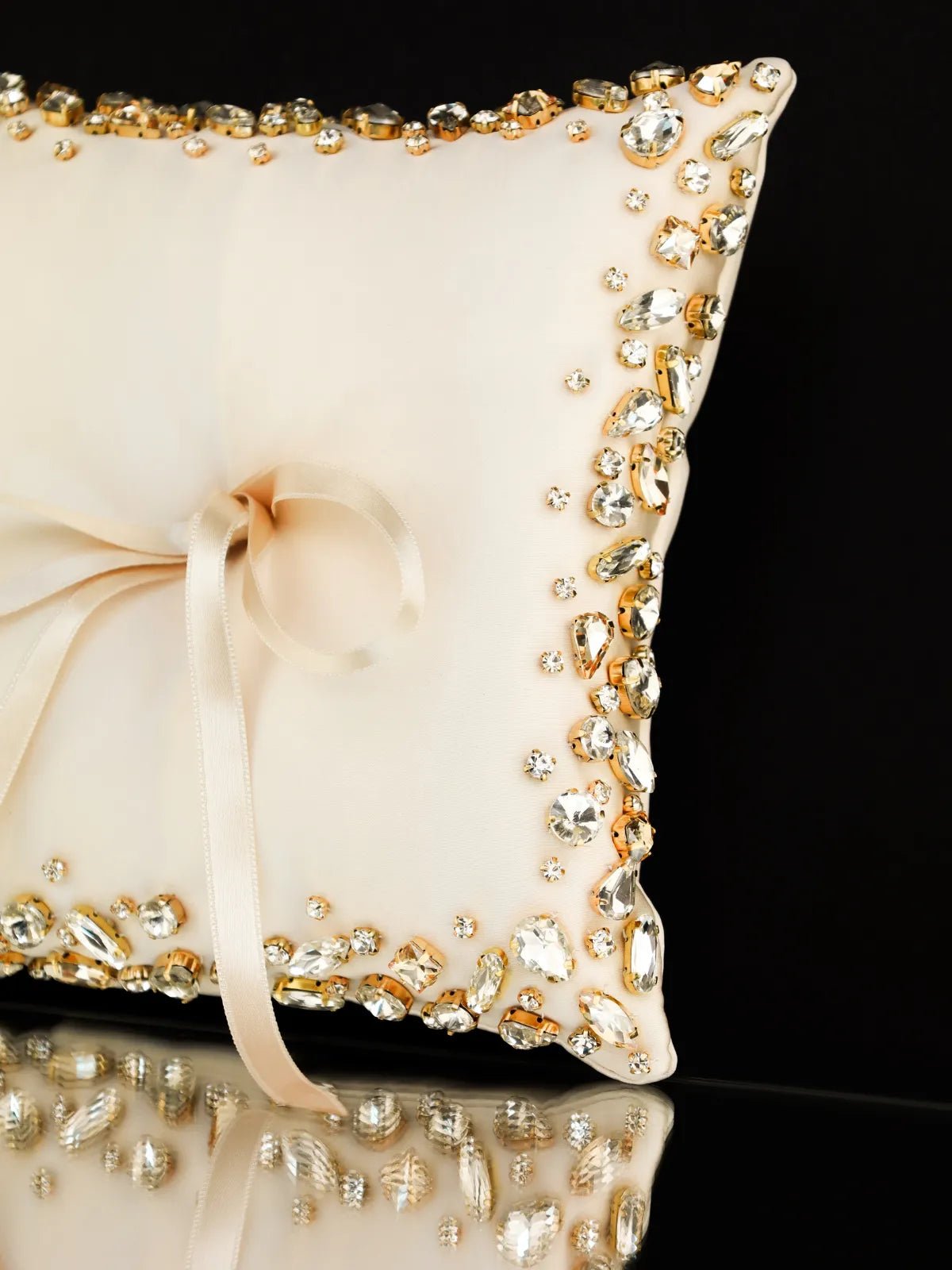 Wedding Pillow For Rings In Ivory &amp; Gold - ELENA HONCH