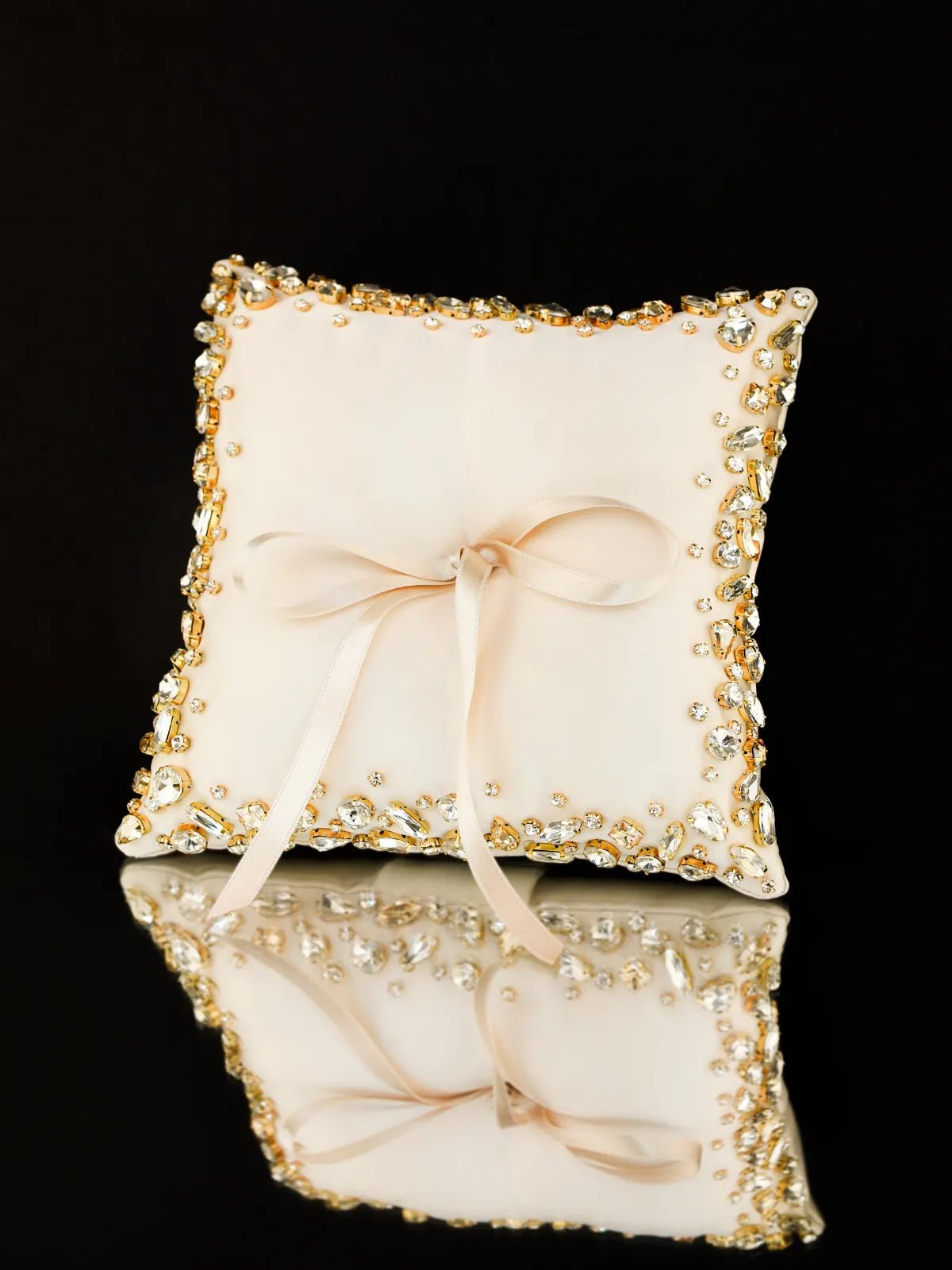 Wedding Pillow For Rings In Ivory &amp; Gold - ELENA HONCH