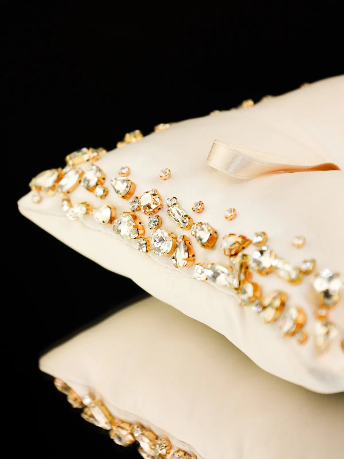 Wedding Pillow For Rings In Ivory &amp; Gold - ELENA HONCH