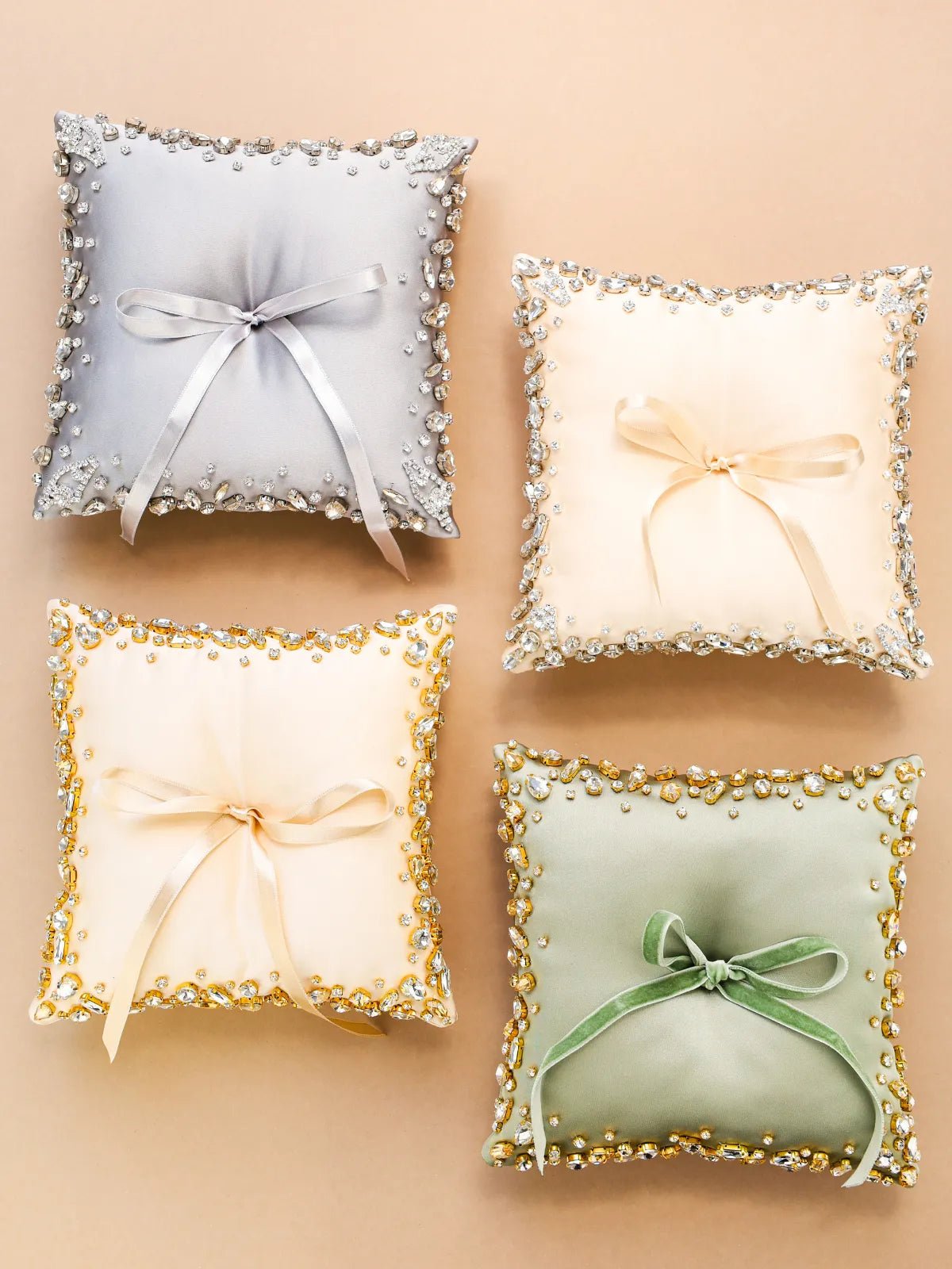 Wedding Pillow For Rings In Ivory &amp; Gold - ELENA HONCH