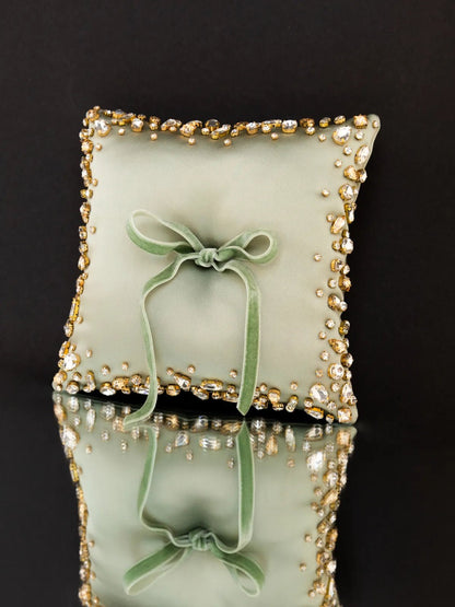 Wedding Pillow For Rings In Olive - ELENA HONCH