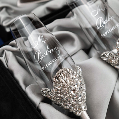 White Set Blossom in Silver Satin-Lined Boxes - ELENA HONCH