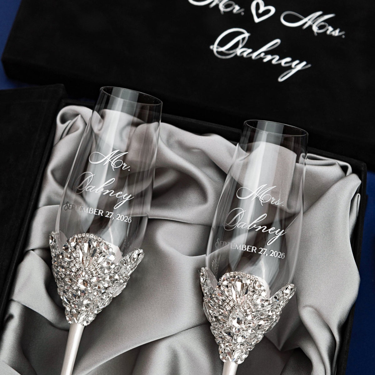 White Set Blossom in Silver Satin-Lined Boxes - ELENA HONCH