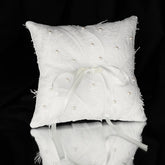 White Wedding Pillow For Rings With Ivory Pearls - ELENA HONCH