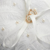 White Wedding Pillow For Rings With Ivory Pearls - ELENA HONCH