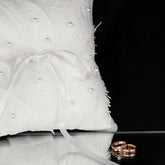 White Wedding Pillow For Rings With White Pearls - ELENA HONCH