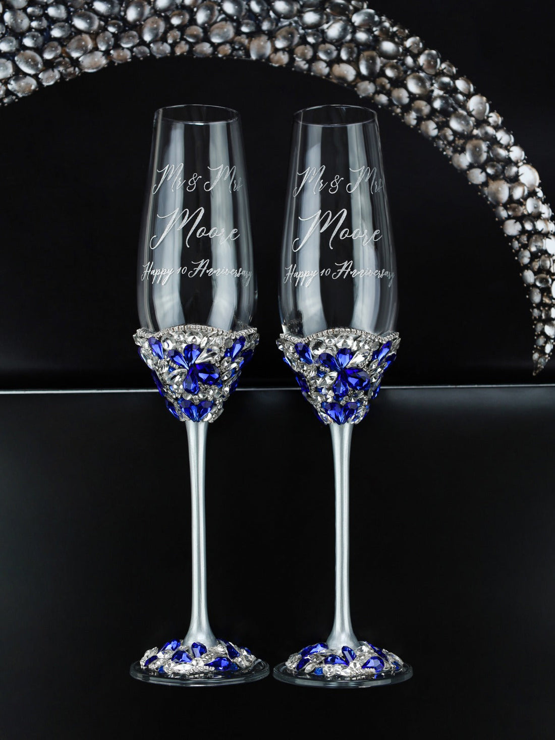Flower Flutes With Blue Crystals