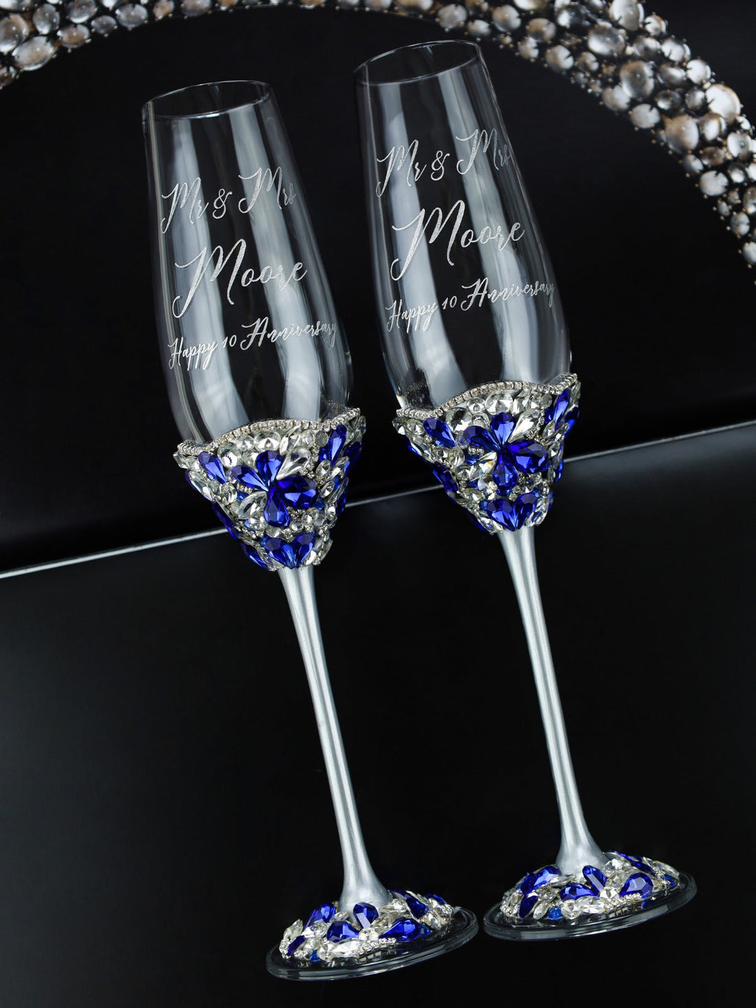 Flower Flutes With Blue Crystals