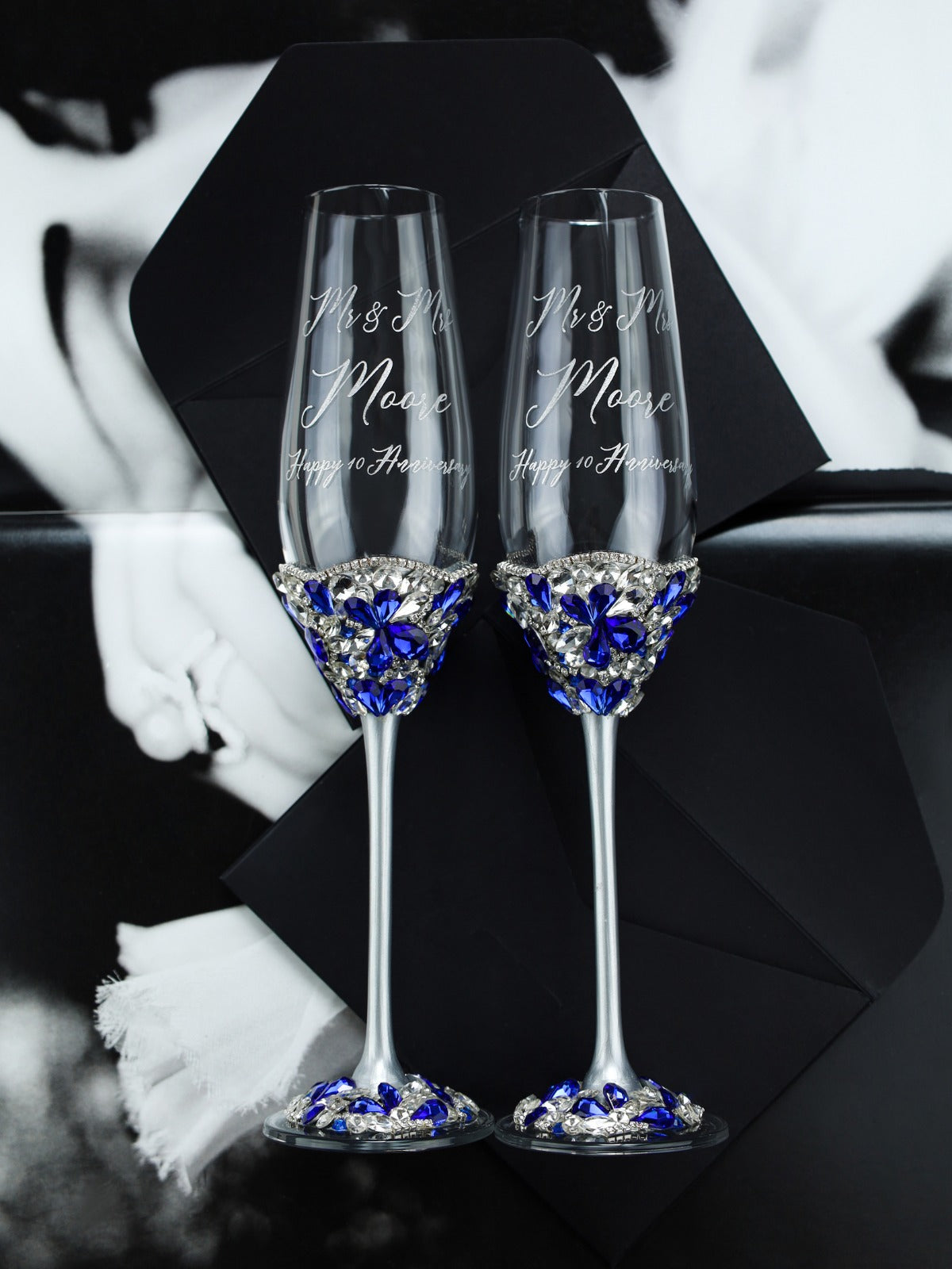 Flower Flutes With Blue Crystals