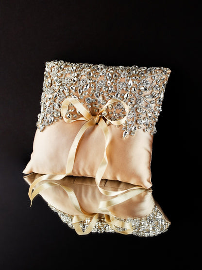 Wedding Pillow For Rings In Champagne